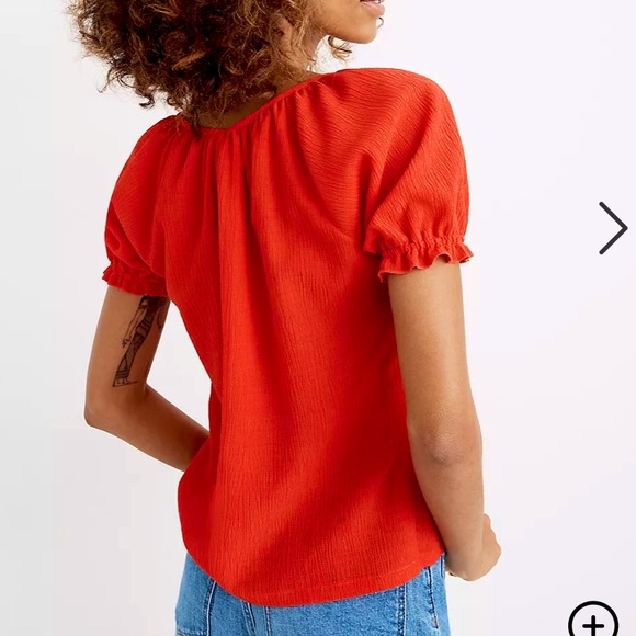 Madewell Red Peasant Top size M - Picture 2 of 9